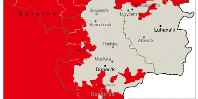 Karte: Ukraine: Präsidentschaftswahlen 2014 in Charkiv, Luhans'k und Donec'k