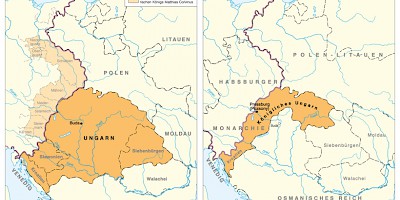 Karte: Ungarn 1480 und 1570
