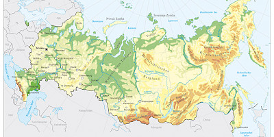 Karte: Russland: Physische Übersicht
