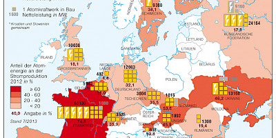 Karte: Europa: Atomenergie 2013