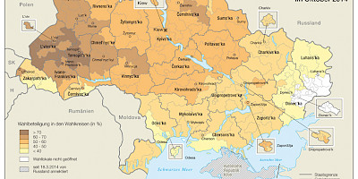Karte: Ukraine: Parlamentswahlen Oktober 2014 – Wahlbeteiligung