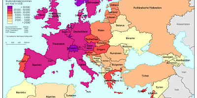 Karte: Europa: Bruttonationaleinkommen 2005