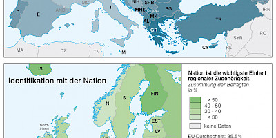 Karte: Europa: Nationsverständnis und nationale Identifikation