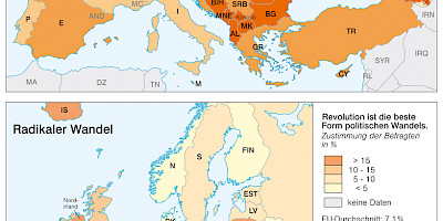 Karte: Europa: Politische Grundwerte und radikaler Wandel