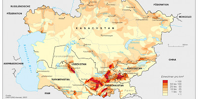 Karte: Zentralasien: Bevölkerungsdichte