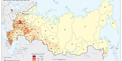 Karte: Russland: Einwohnerdichte
