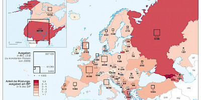 Karte: Europa: Rüstungsausgaben 2010