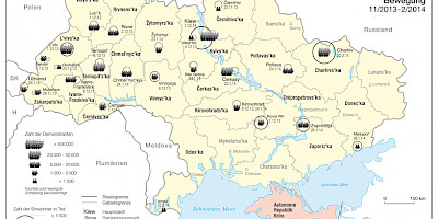 Karte: Ukraine: Demonstrationen der Maidan-Bewegung 11/2013-2/2014