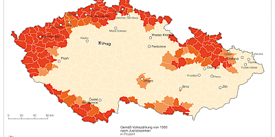 Karte: Tschechoslowakei 1930 – Deutsche Bevölkerung im tschechischen Landesteil