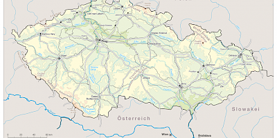 Karte: Tschechien: Physische Übersicht