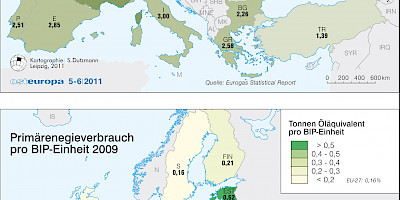Karte: Europa: Energieverbrauch 2009