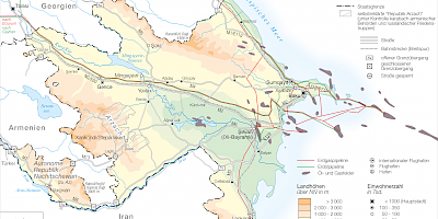 Karte: Aserbaidschan: Physische Übersicht
