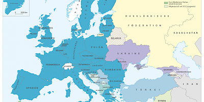 Karte: EU und Eurasische Wirtschaftsunion 2015