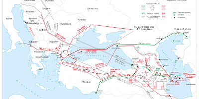 Karte: Kaspi-Schwarzmeer-Raum: Erdöl- und Erdgaspipelines