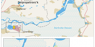 Karte: Ukraine: das KKW Zaporižžja