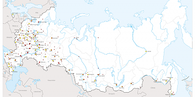 Karte: Russland: Untersuchungsgefängnisse, Straflager, Psychiatrien