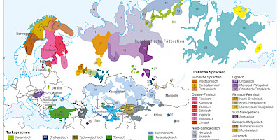 Karte: Eurasien: Turksprachen und uralische Sprachen