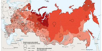 Karte: Russländische Föderation: Bruttoregionalprodukt 2021