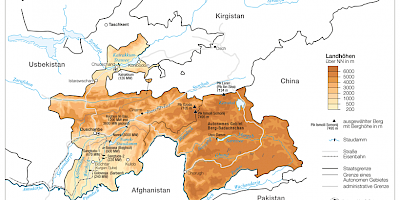 Karte: Tadschikistan: Physische Übersicht