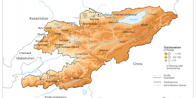 Karte: Kirgistan: Goldminen