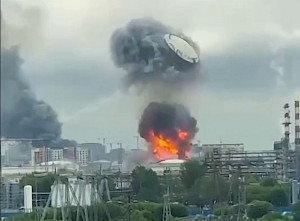 Raffinerie bei Moskau nach ukrainischem Luftangriff, 18.6.2026