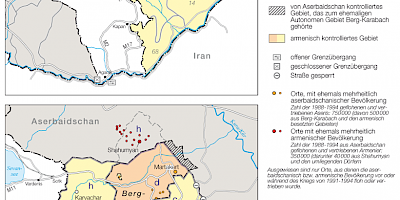 Karte: Berg-Karabach: Regionen, Orte, Grenzen (2015)