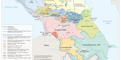 Karte: Der Kaukasus in der Stalinzeit: Deportationen 1937-1949
