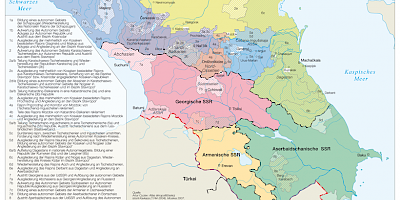 Karte: Der Kaukasus während der Auflösung der Sowjetunion 1990-1992