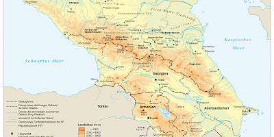 Karte: Kaukasien: Physische Übersicht